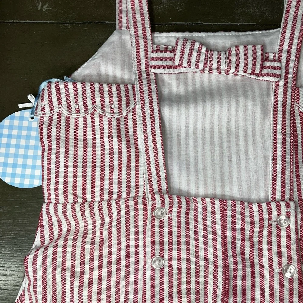 Edgehill Collection Red White Striped Broke Brooke Romper Girls 4T NWT
